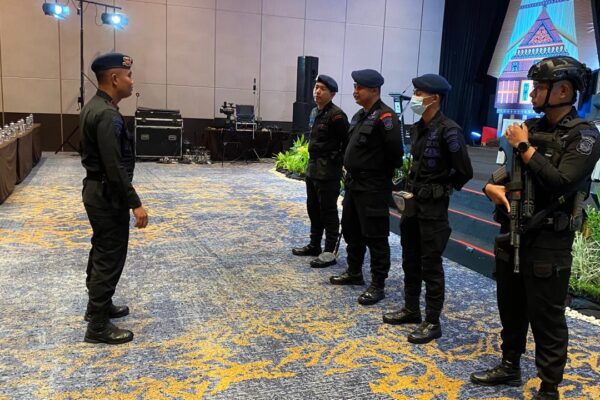 Pengamanan Rakernas PSI Makassar oleh Gegana Brimob Polda Sulsel